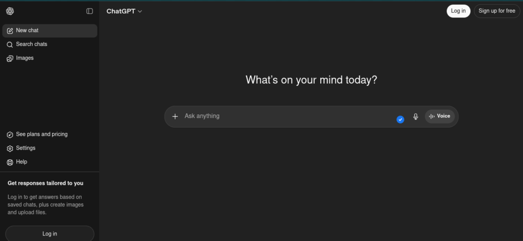 ChatGPT AI assistant interface by OpenAI