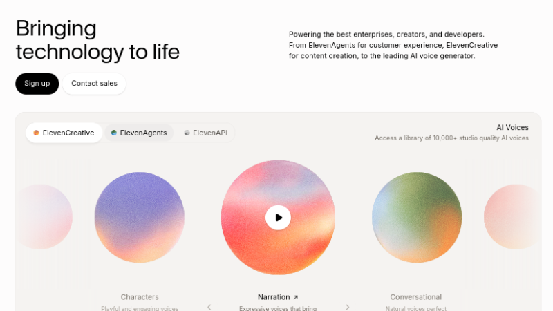 ElevenLabs AI voice generator and text to speech interface