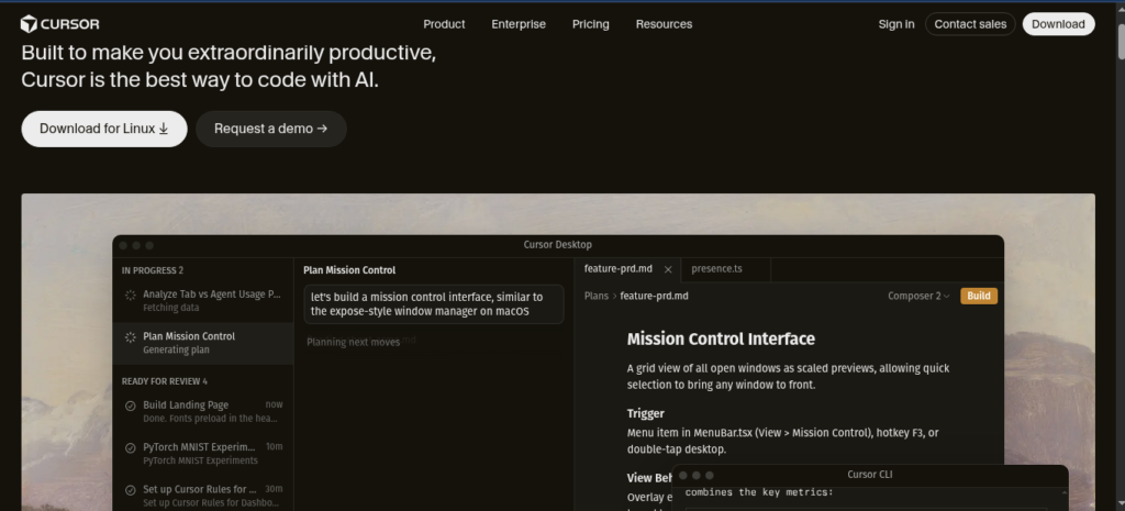 Cursor AI code editor interface showing codebase-aware suggestions