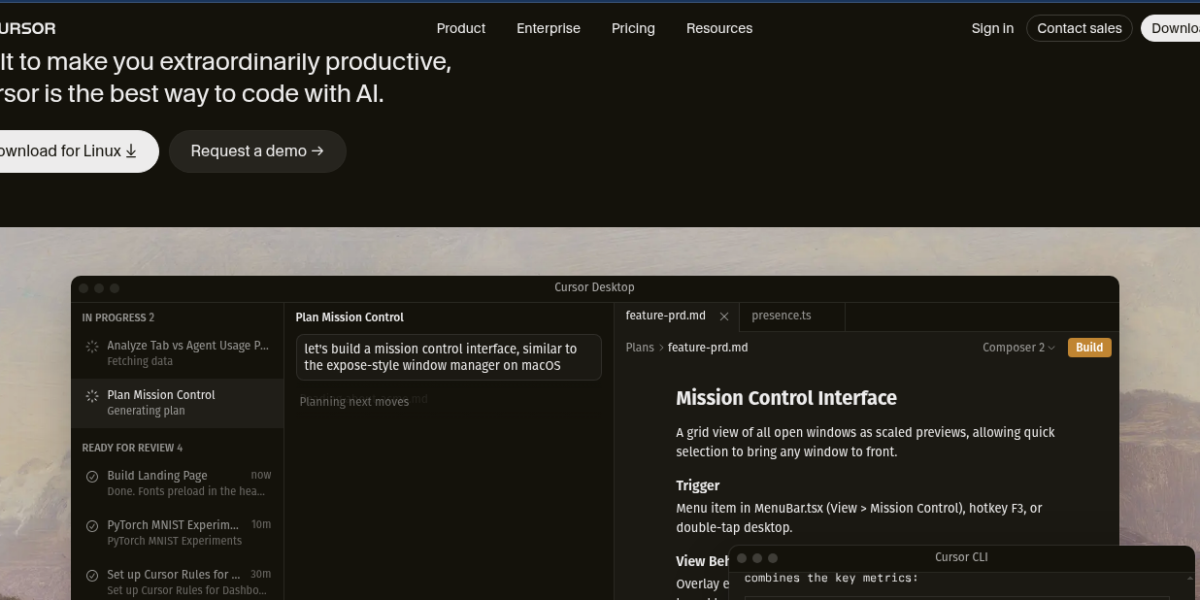 Cursor AI code editor interface showing codebase-aware suggestions