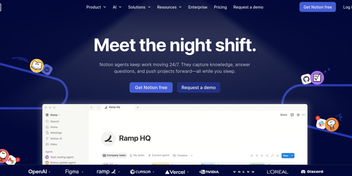 Notion AI assistant interface showing writing and summarization tools