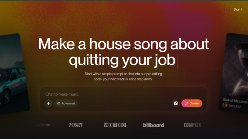 Suno AI music generator interface showing song creation from text prompts