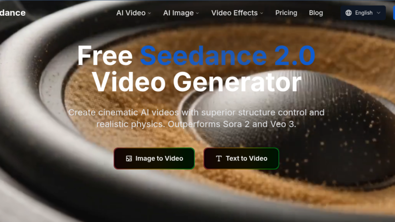Seedance 2.0 AI video generator interface showing multi-modal cinematic video creation