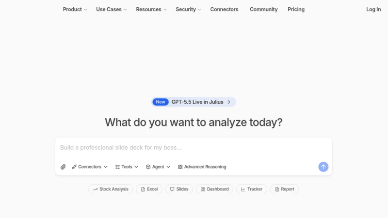 Julius AI data analysis tool interface showing chart generation from spreadsheet data