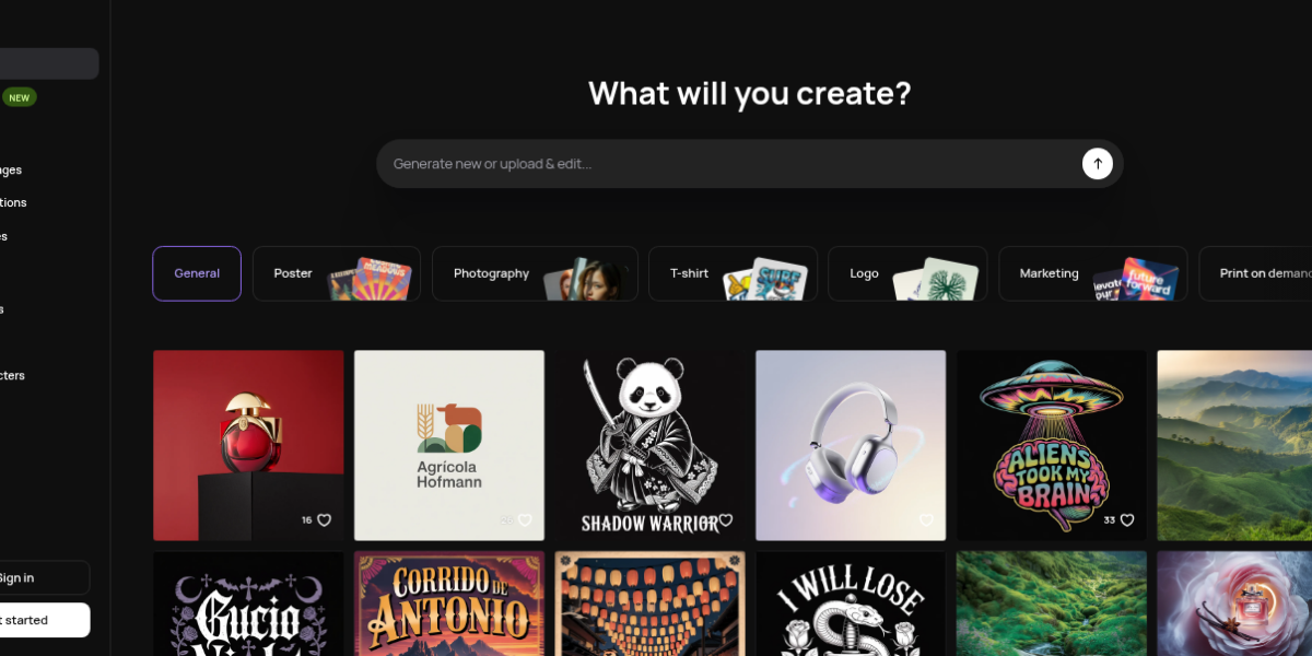 Ideogram AI image generator interface showing text rendering in generated images