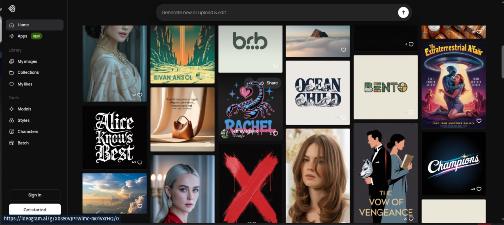 Ideogram AI image generator interface showing text rendering in generated images