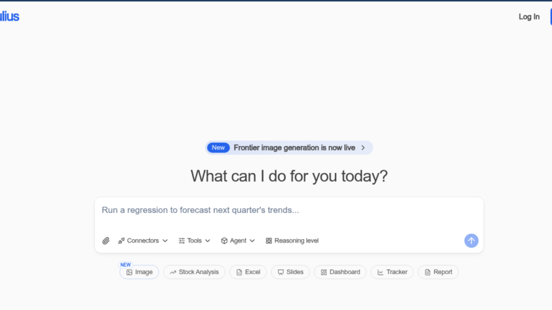 Julius AI data analysis tool showing chat interface with uploaded CSV file and auto-generated bar chart