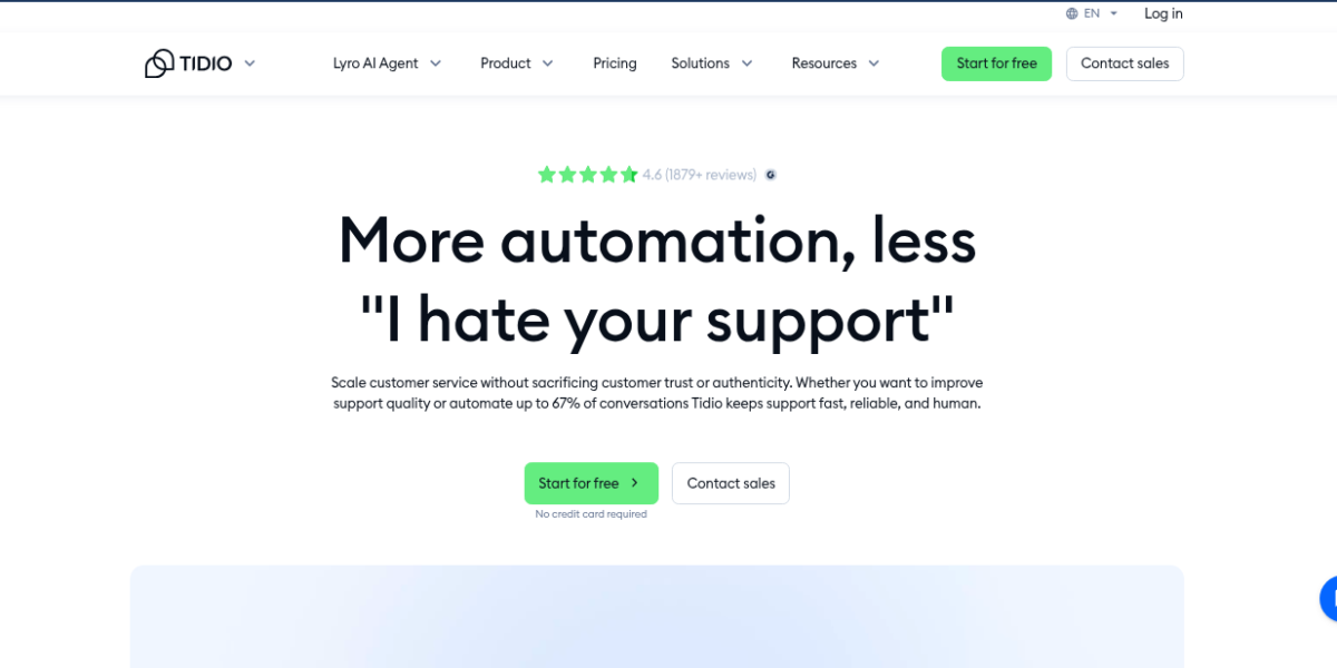 Tidio AI chatbot showing live chat widget on Shopify store with order history and Lyro AI automated replies