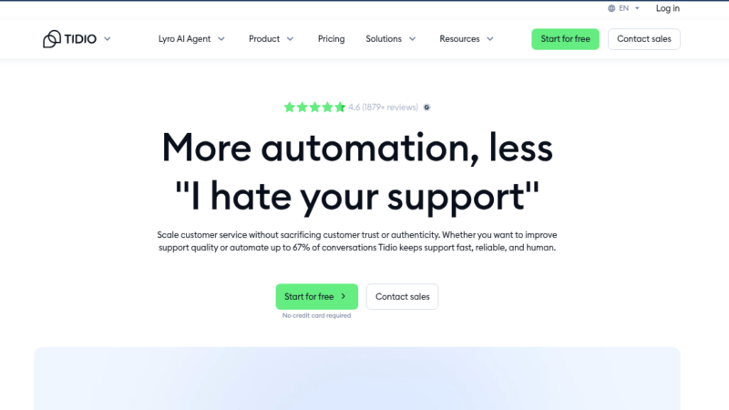 Tidio AI chatbot showing live chat widget on Shopify store with order history and Lyro AI automated replies