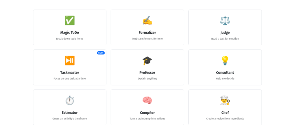 Goblin Tools AI productivity app showing Magic ToDo task breakdown with spiciness slider and step-by-step list