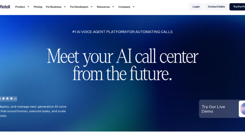 Retell AI voice agent platform showing agent builder interface with telephony setup and call routing options