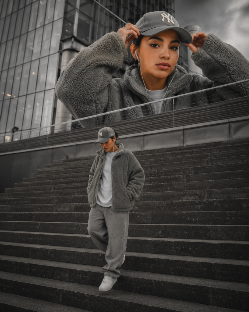 A cinematic luxury streetwear editorial