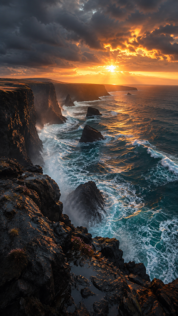 Moody Ocean Cliff