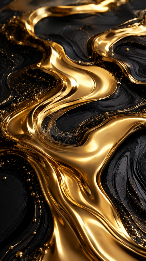 abstract artwork featuring molten gold