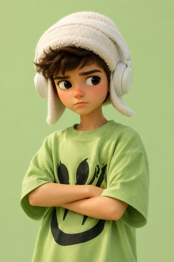 A stylized 3D cartoon character