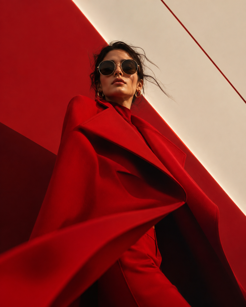 Fashion editorial portrait of a young woman