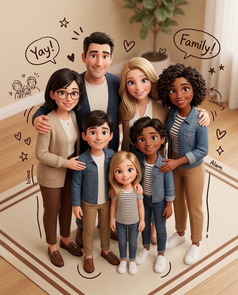 Animated family portrait