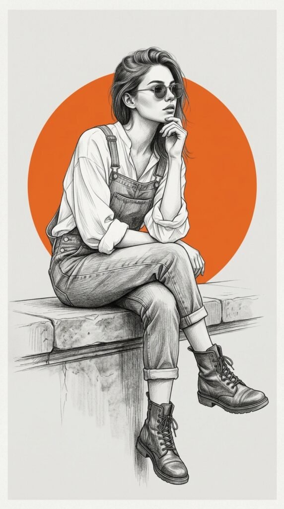 Digital illustration of a stylish young woman