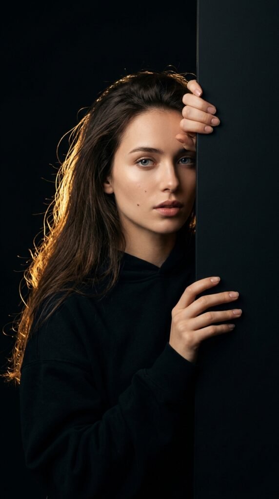Netflix-style cinematic studio portrait