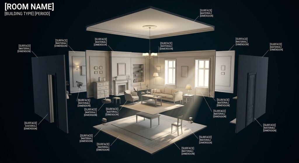 3D Room surface and object  floating