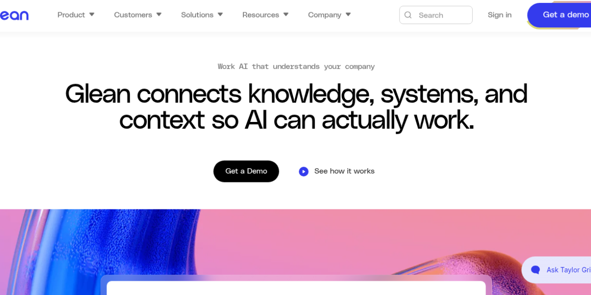 Glean AI enterprise search platform showing permission-aware search results across Slack, Jira, and Salesforce with AI assistant sidebar