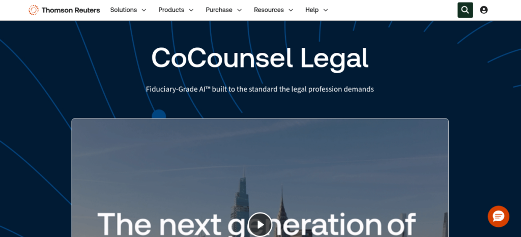CoCounsel AI legal assistant showing Deep Research, document analysis, and Westlaw-powered legal research dashboard for law firms