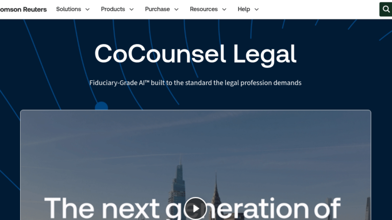 CoCounsel AI legal assistant showing Deep Research, document analysis, and Westlaw-powered legal research dashboard for law firms