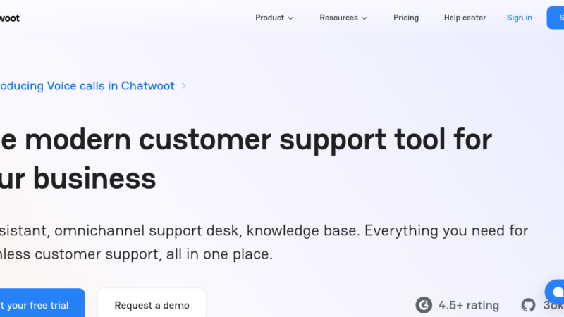 Chatwoot open-source customer support platform showing shared inbox, Captain AI assistant, and omnichannel messaging dashboard