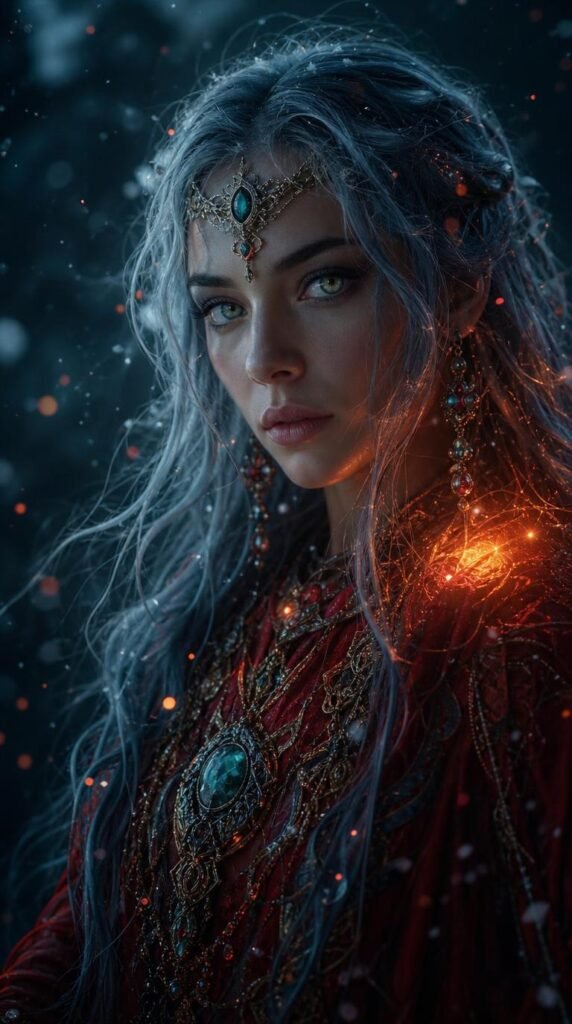 Portrait of an ethereal fantasy priestess