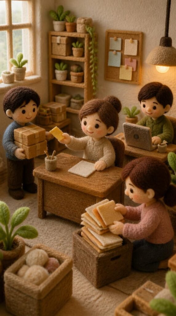 A cozy needle-felted wool doll