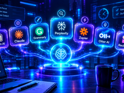 best Top AI Productivity Tools to Save Time in 2026, notion ai , claude, grammarly, perplexity, zapier, otter ai , reclaim ai