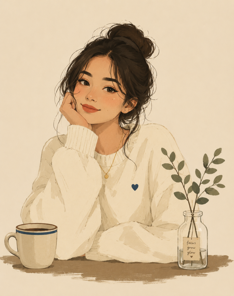 A minimalist illustration of a girl