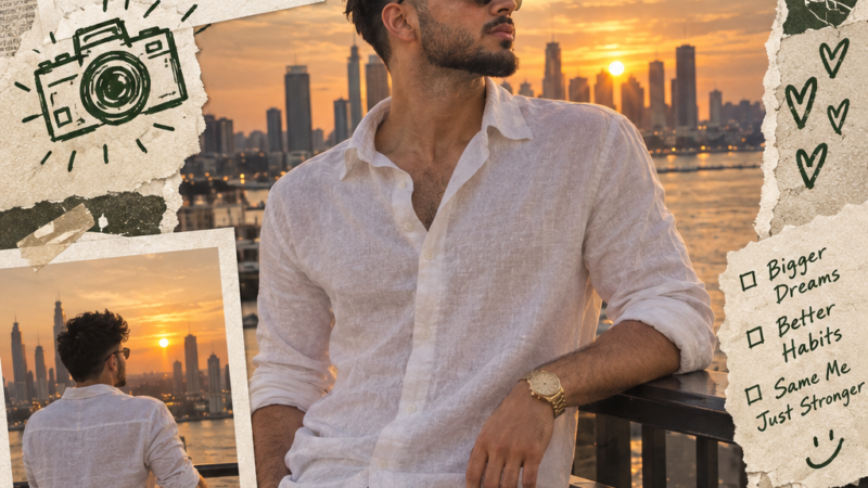 A trendy scrapbook-style photo collage