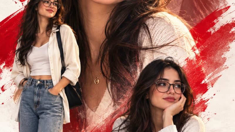 Editorial Red Brushstroke Portrait Collage