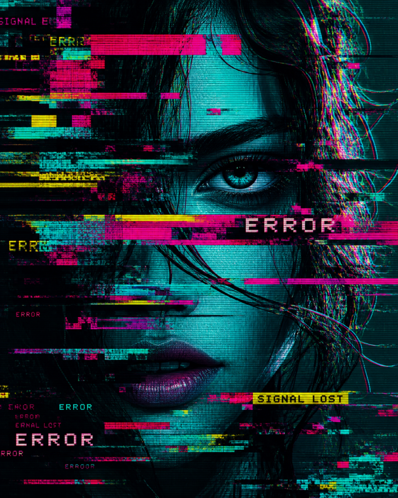 Cyberpunk Glitch Portrait: Signal Lost
