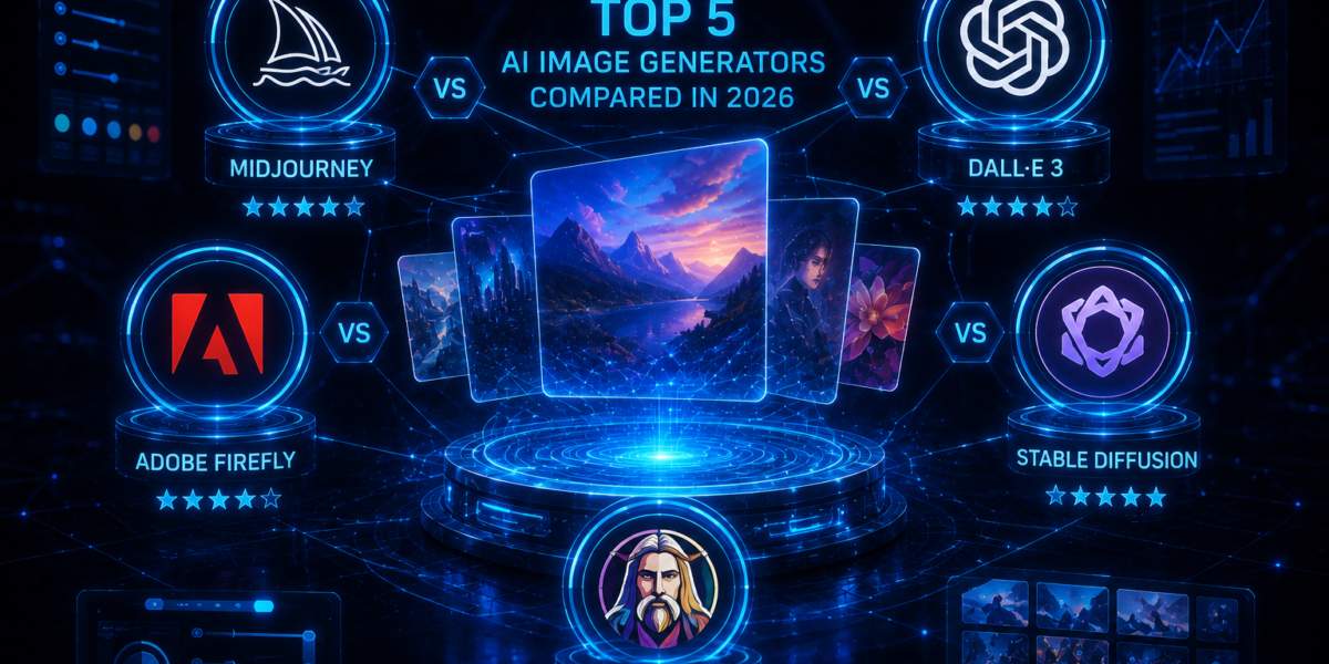 top 5 AI Image Generators Compared in 2026: Midjourney, dall-E3 , Adobe firefly, Stable deffusion, Leonardo ai,
