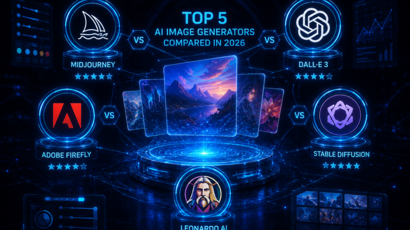 top 5 AI Image Generators Compared in 2026: Midjourney, dall-E3 , Adobe firefly, Stable deffusion, Leonardo ai,
