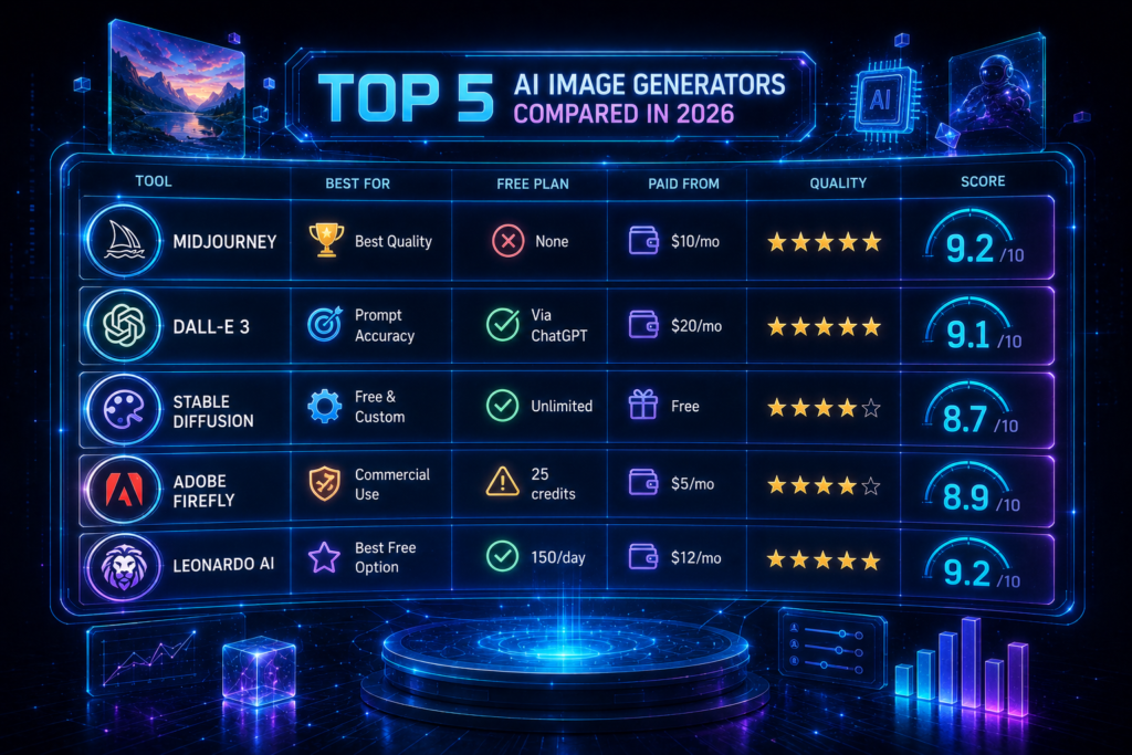 Top 5 AI Image Generators Compared in 2026