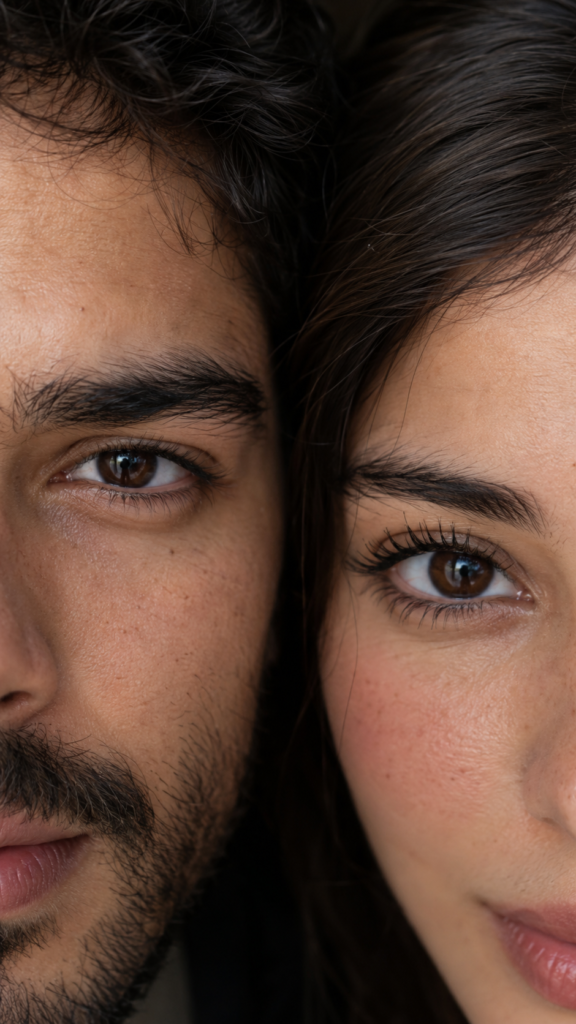 Close-up portrait of a romantic couple standing face-to-face
