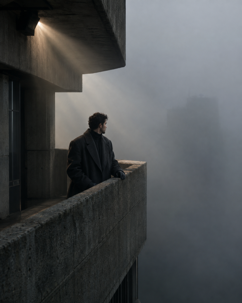 Lone Figure Above the Fog